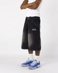 WASHED BLACK DENIM JORT