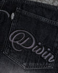 BLACK LEOPARD POCKET DENIM JORT