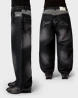 BLACK LEOPARD POCKET DENIM