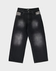 BLACK LEOPARD POCKET DENIM