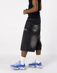 WASHED BLACK DENIM JORT