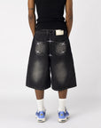 WASHED BLACK DENIM JORT