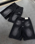 WASHED BLACK DENIM JORT