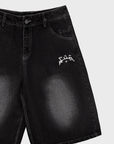 WASHED BLACK DENIM JORT