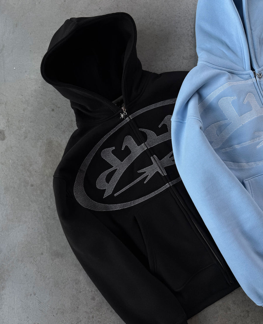 LIGHT BLUE OVERLOGO ZIP