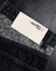 BLACK LEOPARD POCKET DENIM JORT