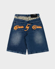 BLUE LEOPARD POCKET DENIM JORT