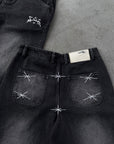 WASHED BLACK DENIM JORT