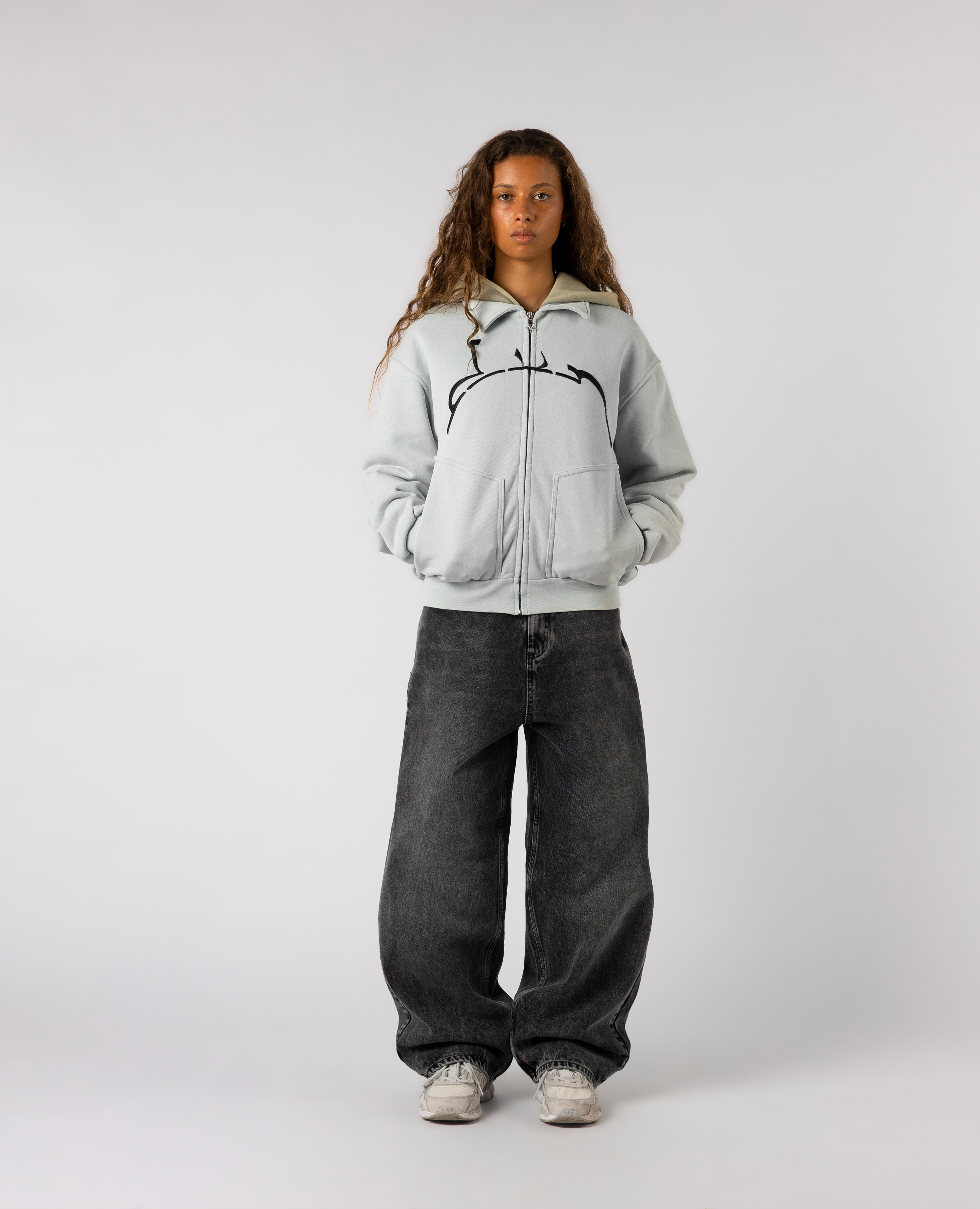 ARCHIVE-BLUE HOODED ZIP JACKET