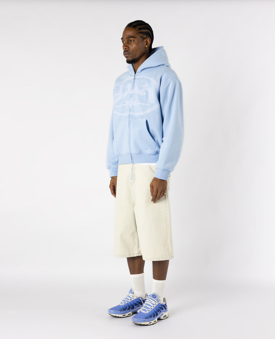 LIGHT BLUE OVERLOGO ZIP