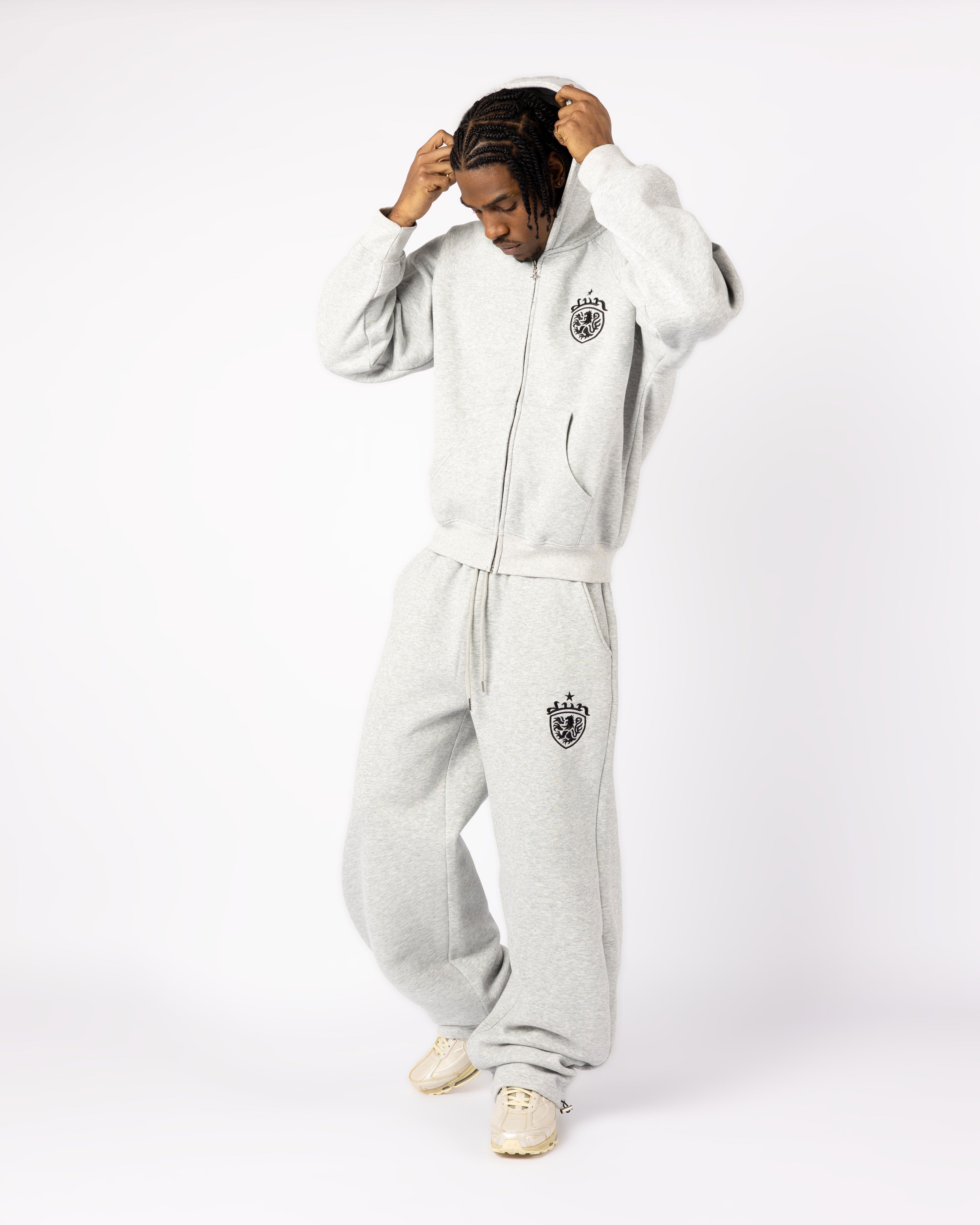GREY COA EMBROIDERY ZIP