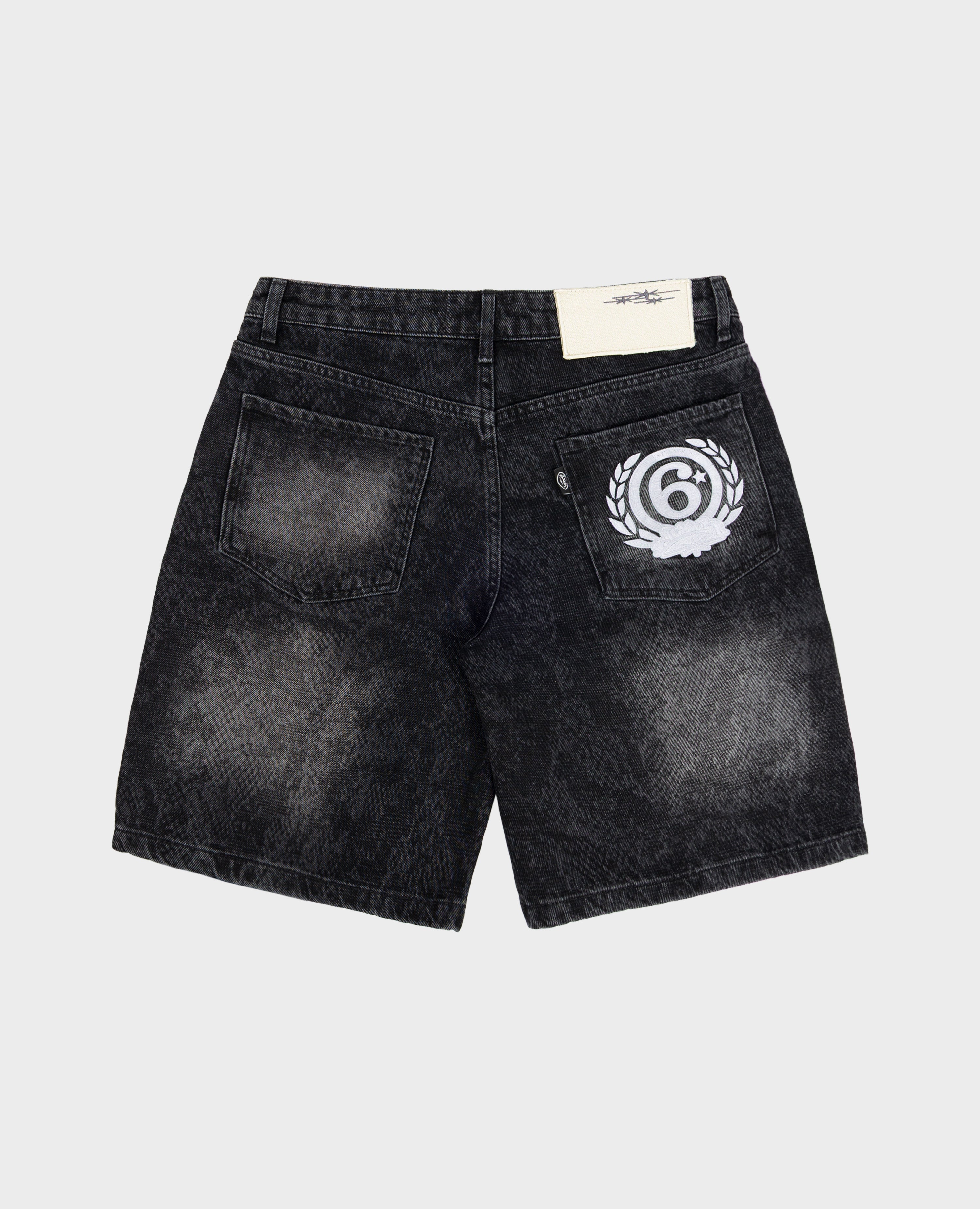 Black Animals Denim Short