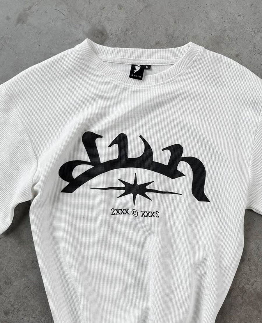 WHITE WAFFLE T-SHIRT