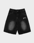 WASHED BLACK DENIM JORT