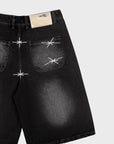 WASHED BLACK DENIM JORT